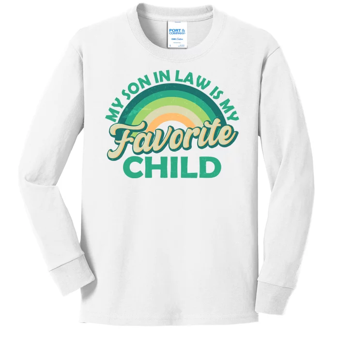 Funny Retro Vintage My Son In Law Is My Favorite Child Kids Long Sleeve Shirt