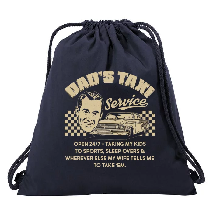 Funny Retro Vintage Dad's Taxi Service Drawstring Bag