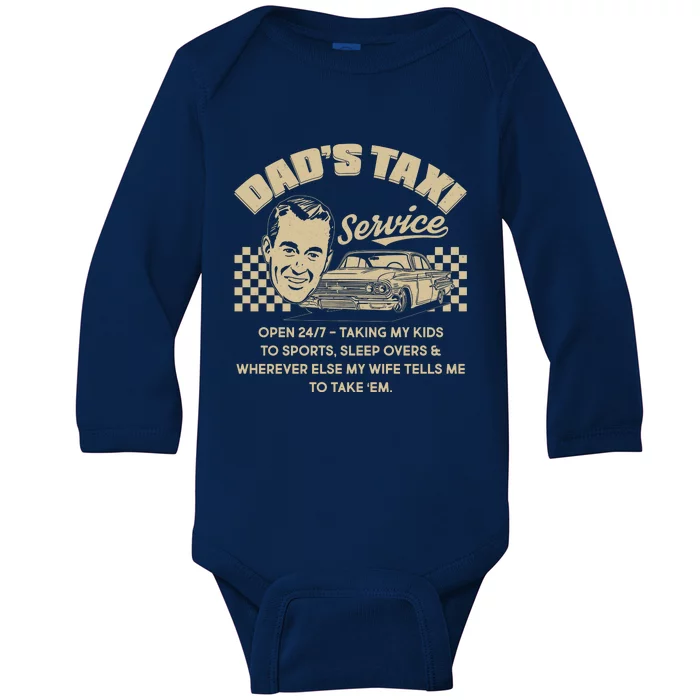 Funny Retro Vintage Dad's Taxi Service Baby Long Sleeve Bodysuit