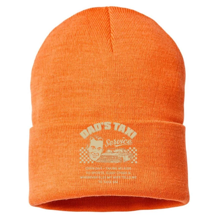 Funny Retro Vintage Dad's Taxi Service Sustainable Knit Beanie