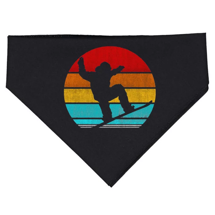 Funny Retro Vintage Snowboarding USA-Made Doggie Bandana