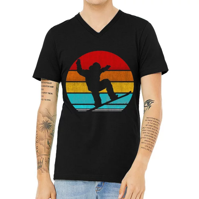 Funny Retro Vintage Snowboarding V-Neck T-Shirt