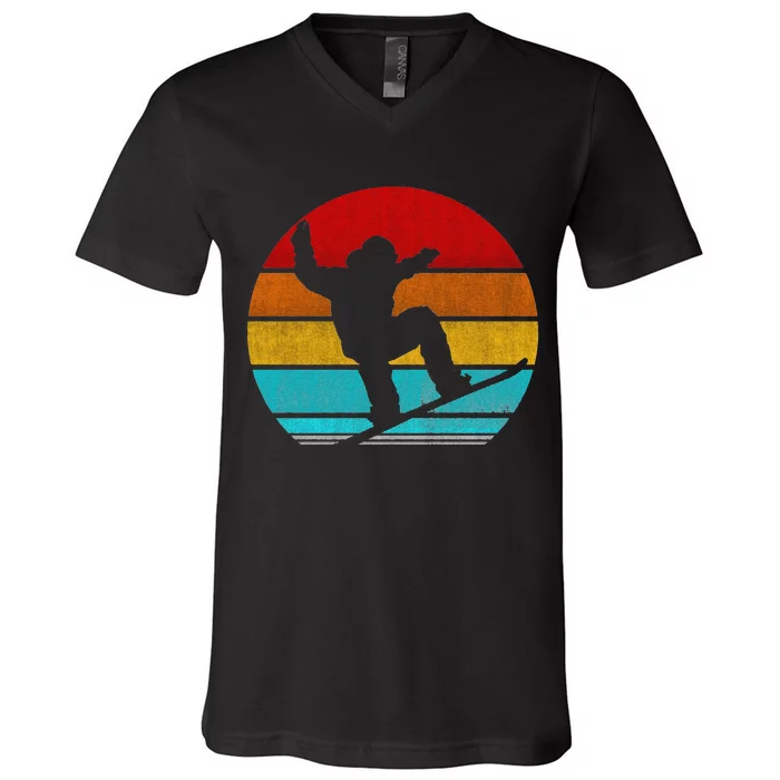 Funny Retro Vintage Snowboarding V-Neck T-Shirt