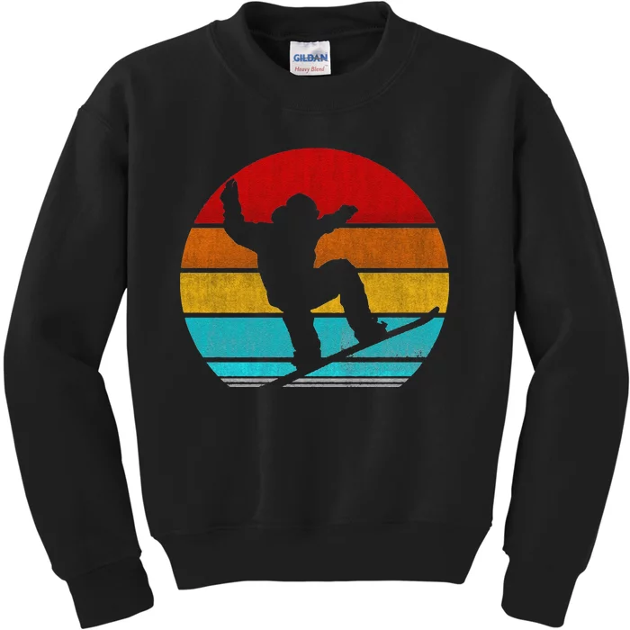 Funny Retro Vintage Snowboarding Kids Sweatshirt