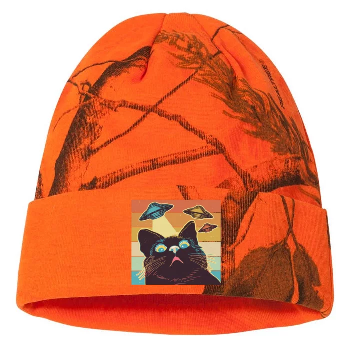 Funny Retro Vintage UFO Cat Kati - 12in Camo Beanie