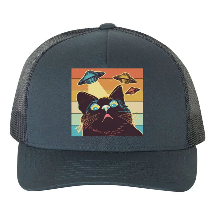 Funny Retro Vintage UFO Cat Yupoong Adult 5-Panel Trucker Hat