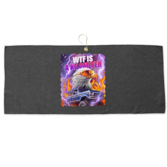 Funny Retro Wtf What Fck Is A Kilometer Large Microfiber Waffle Golf Towel