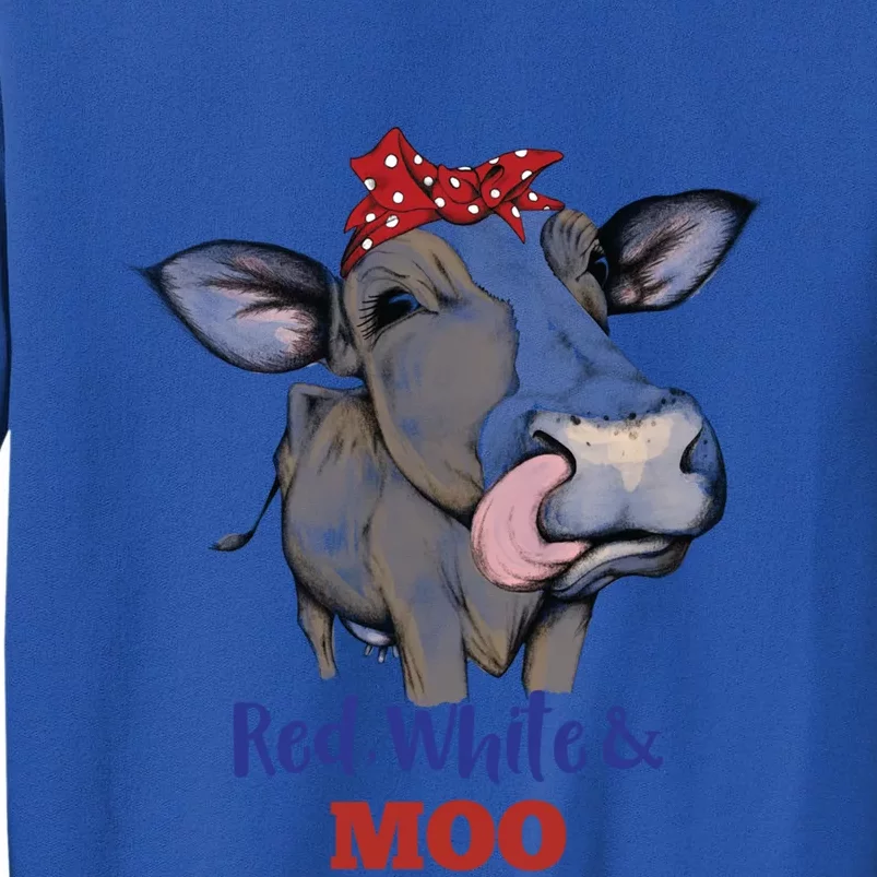 Funny Red White And Moo Cow Usa Flag 4th July Patriotic Gift Tall Sweatshirt