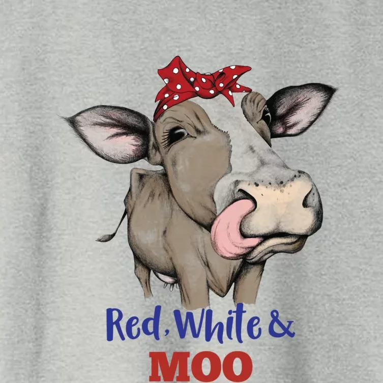 Funny Red White And Moo Cow Usa Flag 4th July Patriotic Gift Women's Crop Top Tee