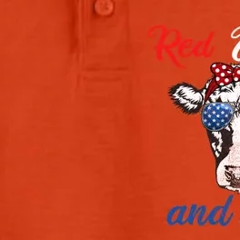 Funny Red White And Moo 4th Of July Usa Patriotic Cow Gift Dry Zone Grid Performance Polo