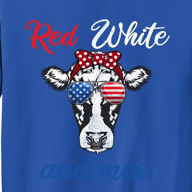 Funny Red White And Moo 4th Of July Usa Patriotic Cow Gift Sweatshirt