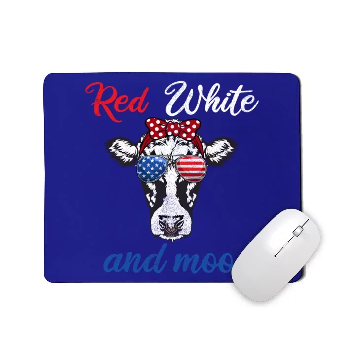 Funny Red White And Moo 4th Of July Usa Patriotic Cow Gift Mousepad