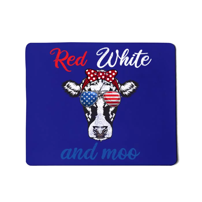 Funny Red White And Moo 4th Of July Usa Patriotic Cow Gift Mousepad