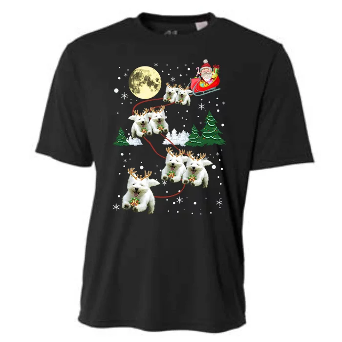 Funny Reindeer Westie Xmas Christmas Dog Lovers Gift Cooling Performance Crew T-Shirt