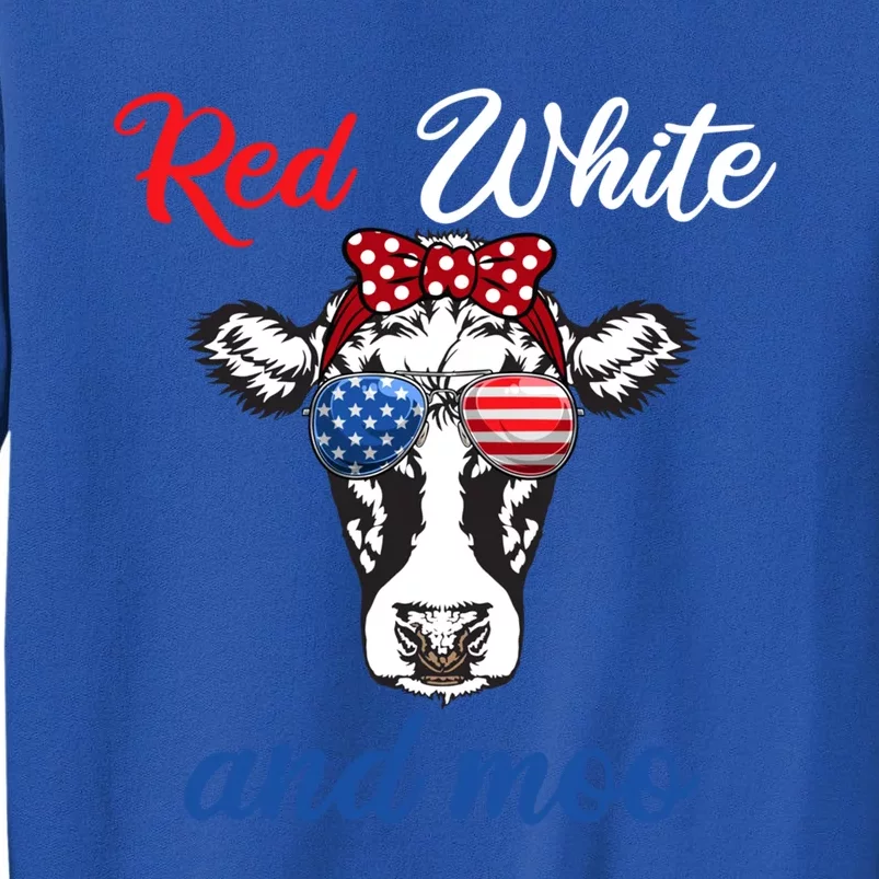 Funny Red White And Moo 4th Of July Usa Patriotic Cow Gift Sweatshirt