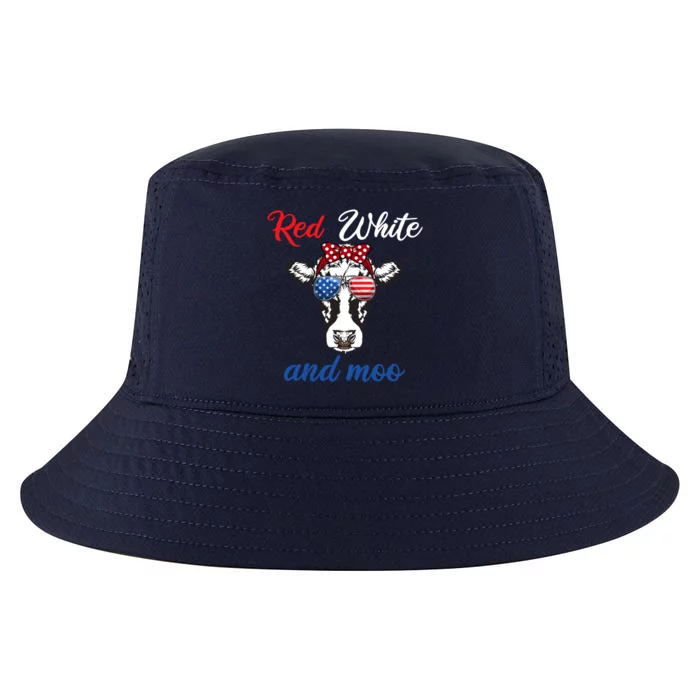 Funny Red White And Moo 4th Of July Usa Patriotic Cow Gift Cool Comfort Performance Bucket Hat