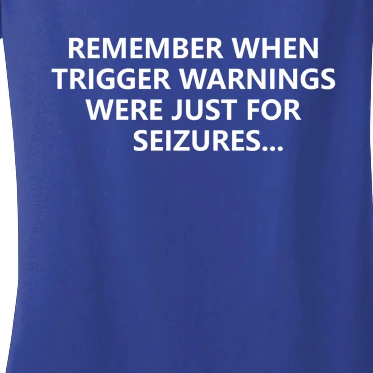 Funny Remember When Trigger Warnings Politics Funny Gift Women's V-Neck T-Shirt