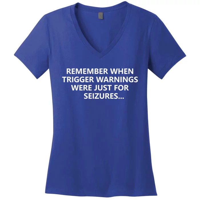 Funny Remember When Trigger Warnings Politics Funny Gift Women's V-Neck T-Shirt