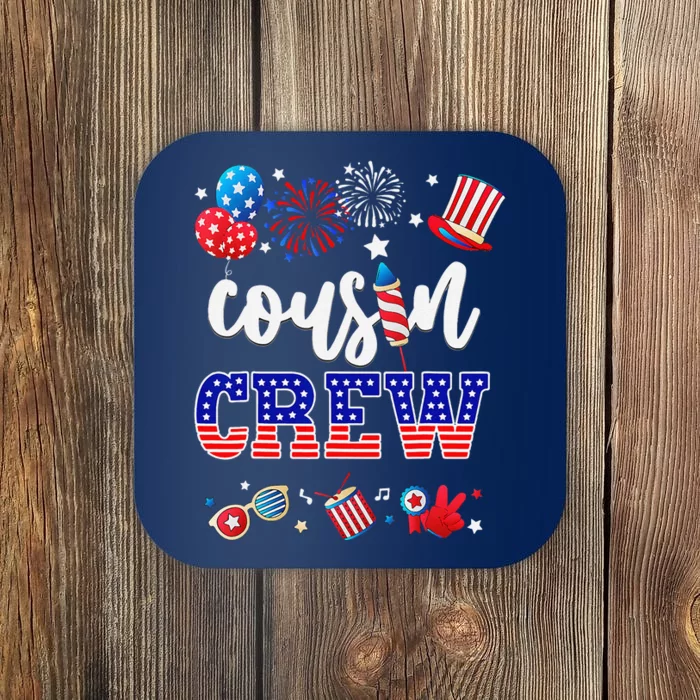 Funny Red White And Blue Cousin Crew 2024 Happy 4th Of July Coaster