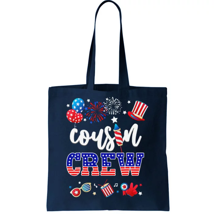 Funny Red White And Blue Cousin Crew 2024 Happy 4th Of July Tote Bag