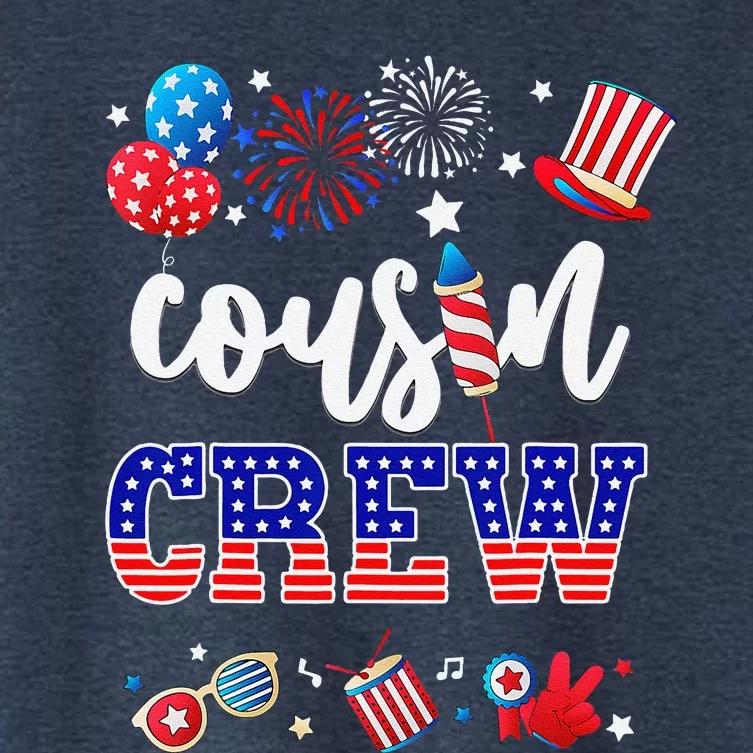 Funny Red White And Blue Cousin Crew 2024 Happy 4th Of July Women's Crop Top Tee