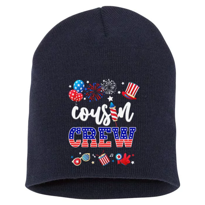 Funny Red White And Blue Cousin Crew 2024 Happy 4th Of July Short Acrylic Beanie