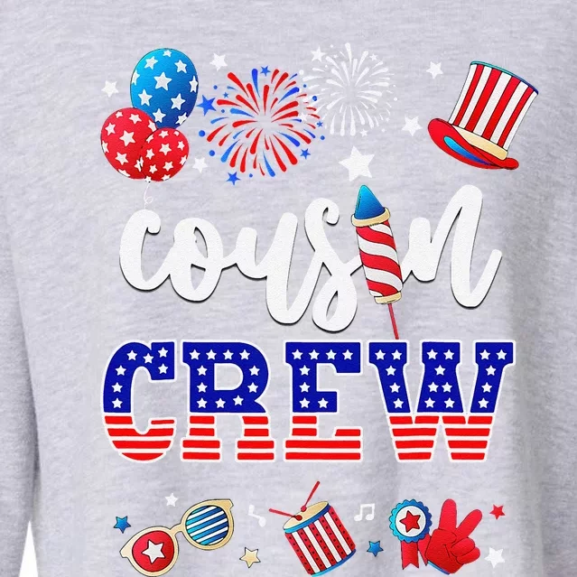 Funny Red White And Blue Cousin Crew 2024 Happy 4th Of July Cropped Pullover Crew