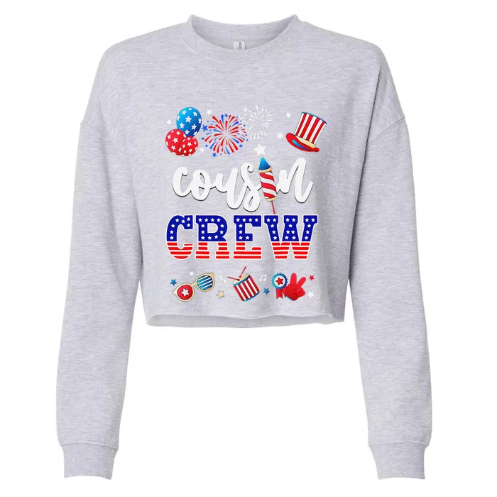 Funny Red White And Blue Cousin Crew 2024 Happy 4th Of July Cropped Pullover Crew