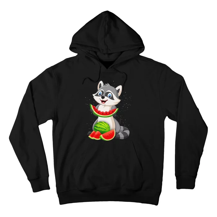 Funny Raccoon Watermelon Melon Summer Tropical Fruit Lovers Hoodie