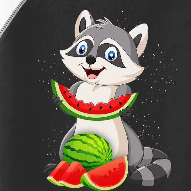 Funny Raccoon Watermelon Melon Summer Tropical Fruit Lovers Toddler Fine Jersey T-Shirt