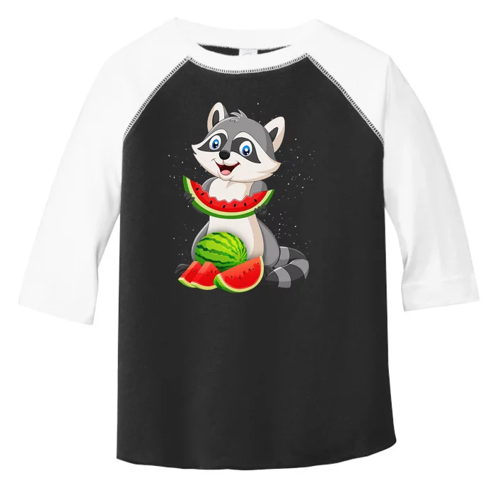 Funny Raccoon Watermelon Melon Summer Tropical Fruit Lovers Toddler Fine Jersey T-Shirt