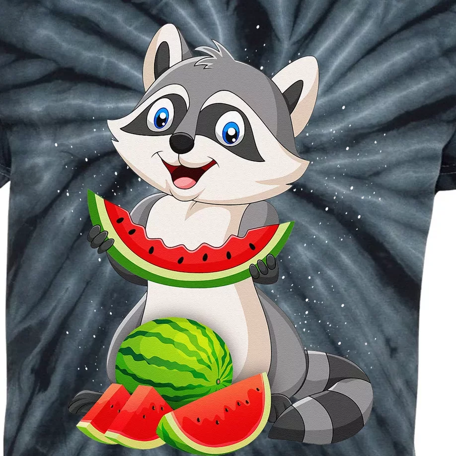 Funny Raccoon Watermelon Melon Summer Tropical Fruit Lovers Kids Tie-Dye T-Shirt