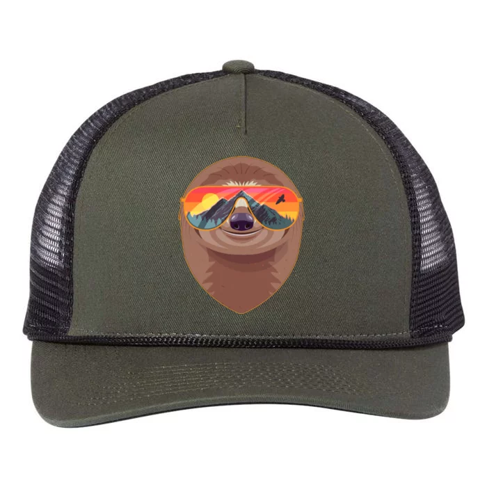 Funny Retro Wilderness Sloth Retro Rope Trucker Hat Cap