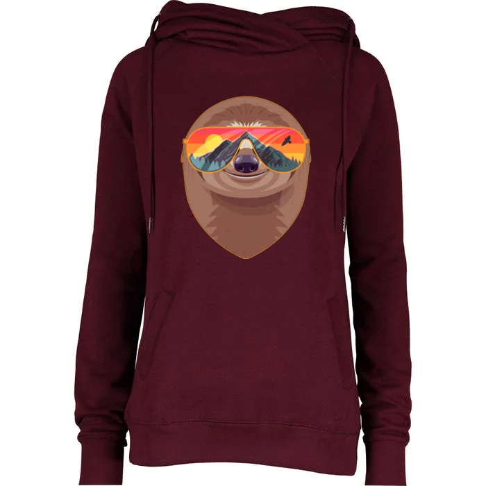 Funny Retro Wilderness Sloth Womens Funnel Neck Pullover Hood