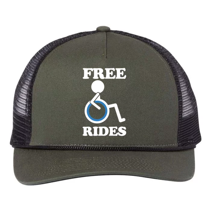 Free Rides Wheelchair Gift Retro Rope Trucker Hat Cap