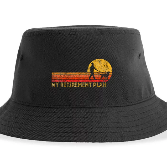 Funny Retired Walking My Dog Retirement Plan Retro Sustainable Bucket Hat