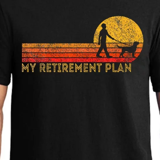 Funny Retired Walking My Dog Retirement Plan Retro Pajama Set