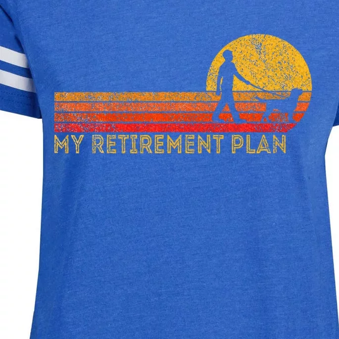 Funny Retired Walking My Dog Retirement Plan Retro Enza Ladies Jersey Football T-Shirt