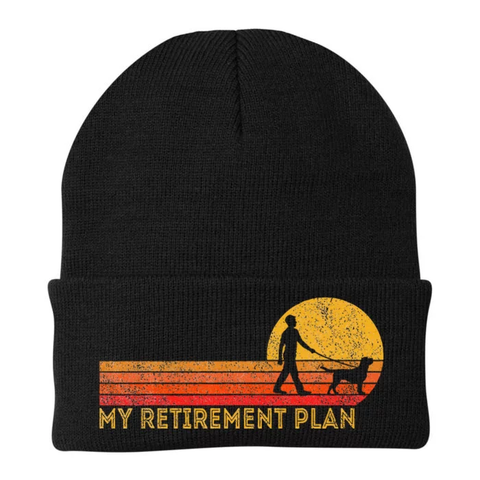 Funny Retired Walking My Dog Retirement Plan Knit Cap Winter Beanie