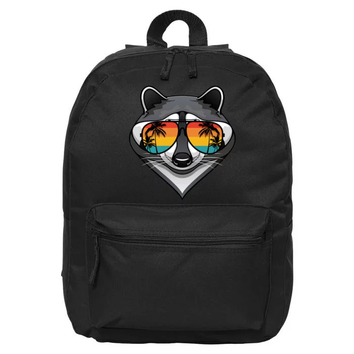 Funny Raccoon With Sunglasses Fun Retro Raccoon Animal Lover 16 in Basic Backpack