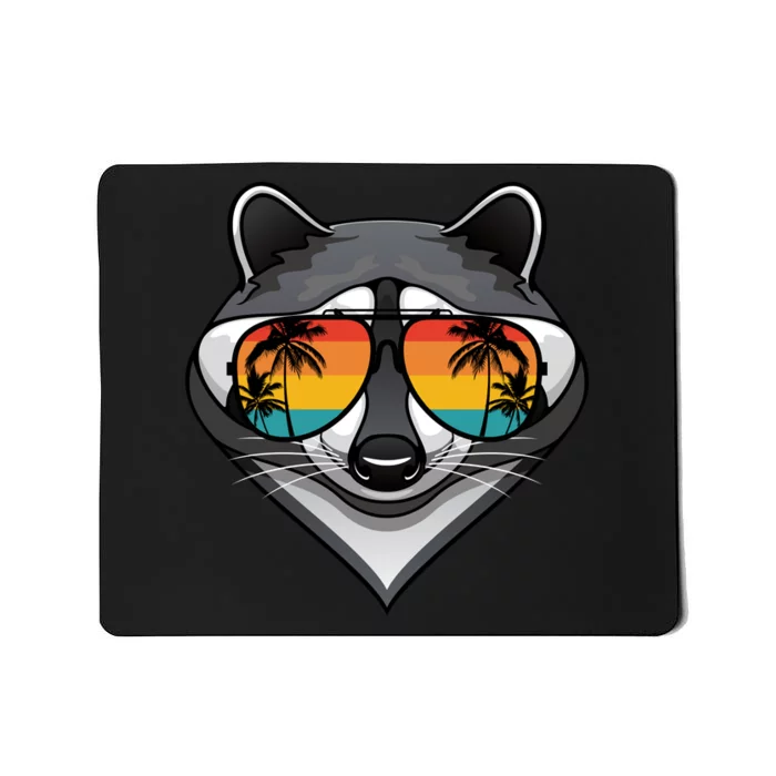 Funny Raccoon With Sunglasses Fun Retro Raccoon Animal Lover Mousepad