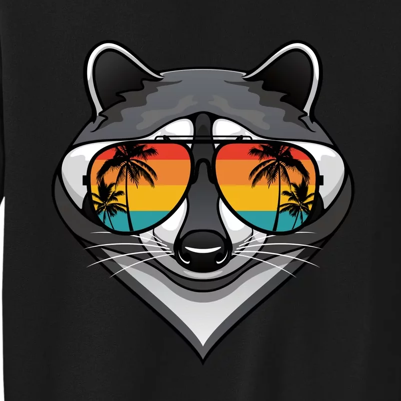 Funny Raccoon With Sunglasses Fun Retro Raccoon Animal Lover Tall Sweatshirt