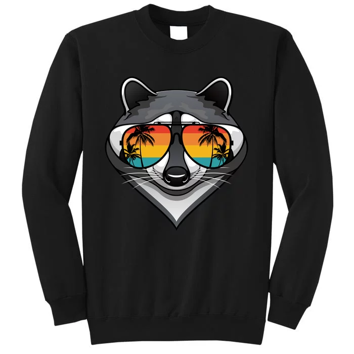 Funny Raccoon With Sunglasses Fun Retro Raccoon Animal Lover Tall Sweatshirt