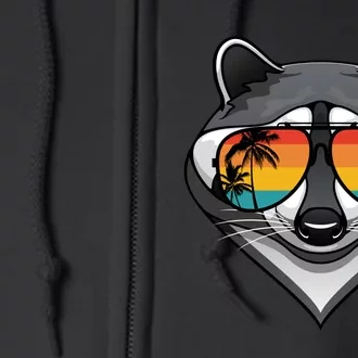 Funny Raccoon With Sunglasses Fun Retro Raccoon Animal Lover Full Zip Hoodie