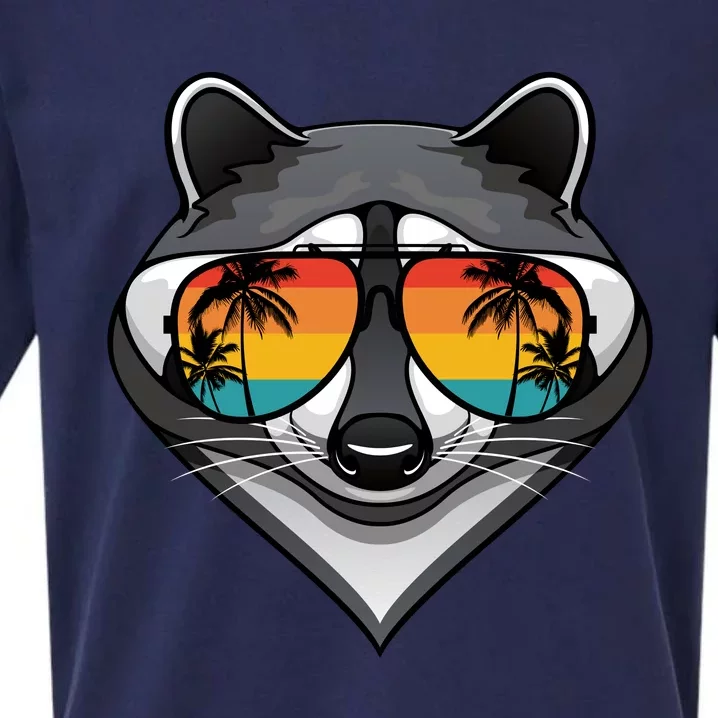 Funny Raccoon With Sunglasses Fun Retro Raccoon Animal Lover Sueded Cloud Jersey T-Shirt