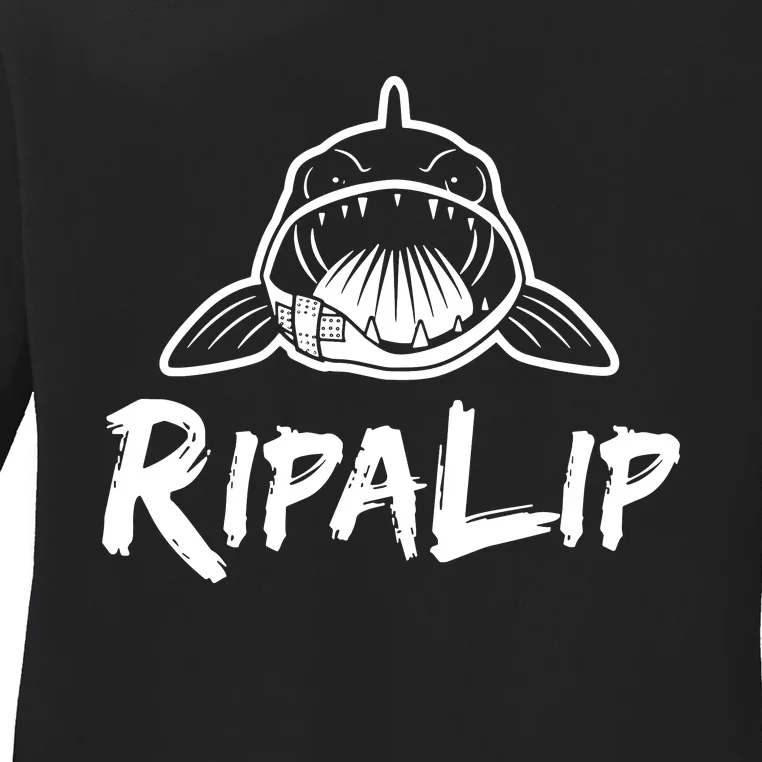 Funny RipaLip Walleye Fishing Ladies Long Sleeve Shirt