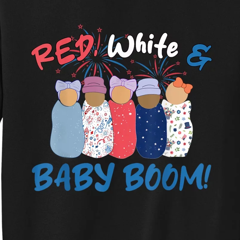 Funny Red White And Baby Boom Happy 4th Of July Nicu Nurse Tall Sweatshirt