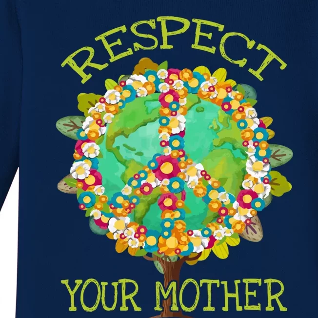 Floral Respect Your Mother Planet Earth Day Environt Gift Baby Long Sleeve Bodysuit