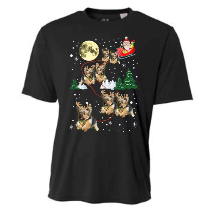 Funny Reindeer Yorkie Xmas Christmas Dog Lovers Gift Cooling Performance Crew T-Shirt