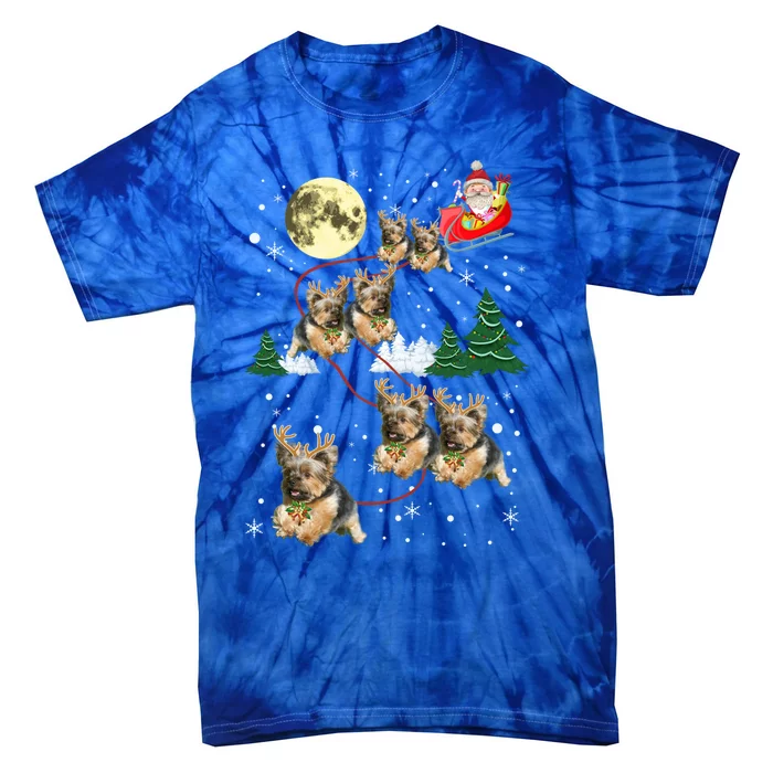 Funny Reindeer Yorkie Xmas Christmas Dog Lovers Gift Tie-Dye T-Shirt